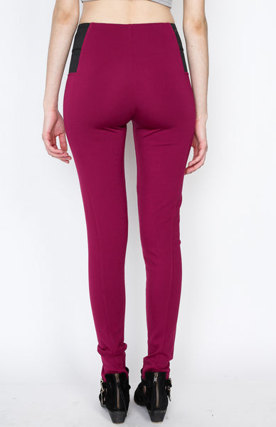 Magenta Ponti Pants with Front Zipper Detail