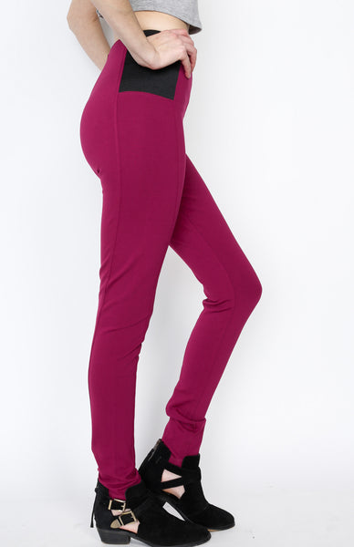 Magenta Ponti Pants with Front Zipper Detail