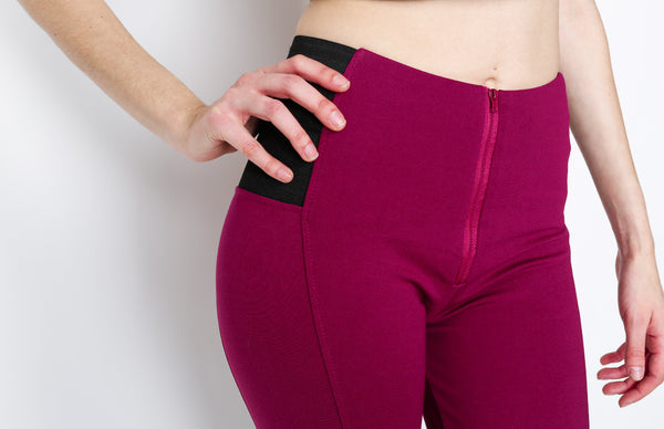 Magenta Ponti Pants with Front Zipper Detail