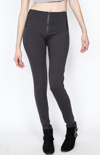 Gray Ponti Pants with Front Zipper