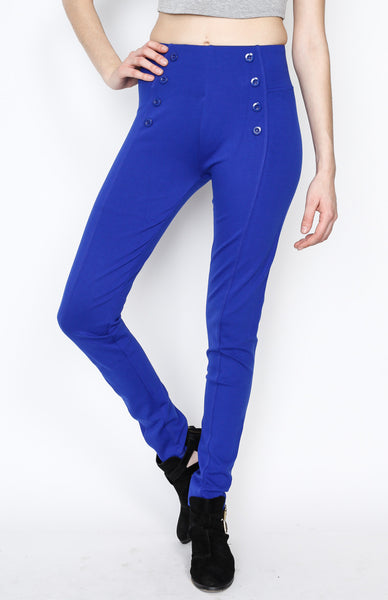 Blue Front 8 Buttoned Ponti Pants