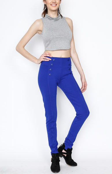 Blue Front 8 Buttoned Ponti Pants