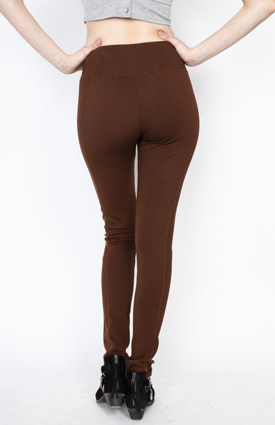 Brown Front 8 Buttoned Ponti Pants