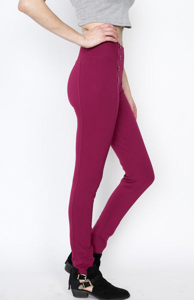 Fuschia Front 8 Buttoned Ponti Pants