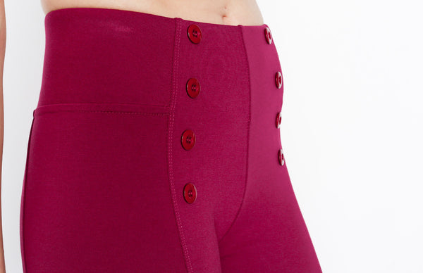 Fuschia Front 8 Buttoned Ponti Pants