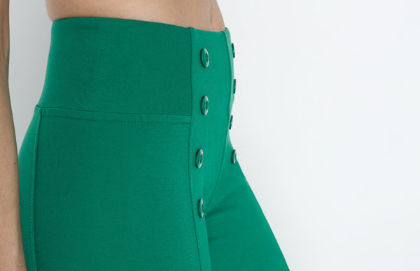 Green Front 8 Buttoned Ponti Pants