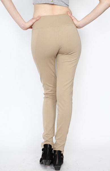 Khaki Front 8 Buttoned Ponti Pants