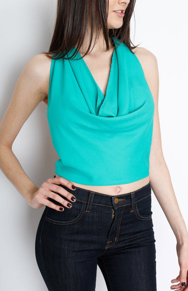 Teal Halter Backless Top