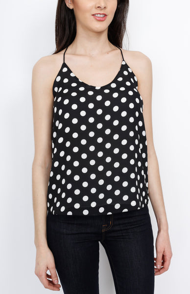 Black Polka Dot Spaghetti Strap with Low Back Detail