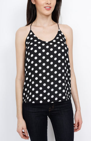 Black Polka Dot Spaghetti Strap with Low Back Detail