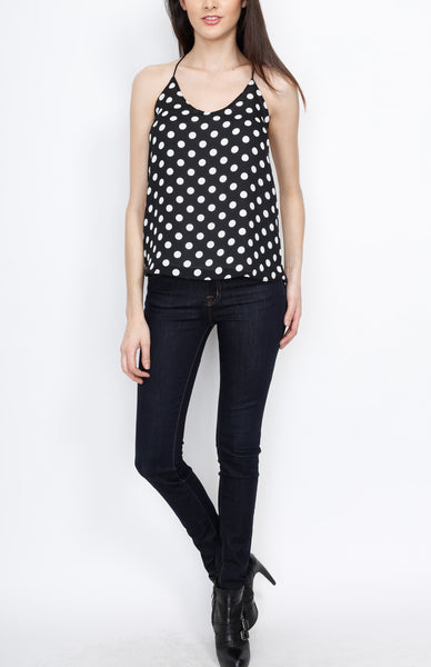 Black Polka Dot Spaghetti Strap with Low Back Detail