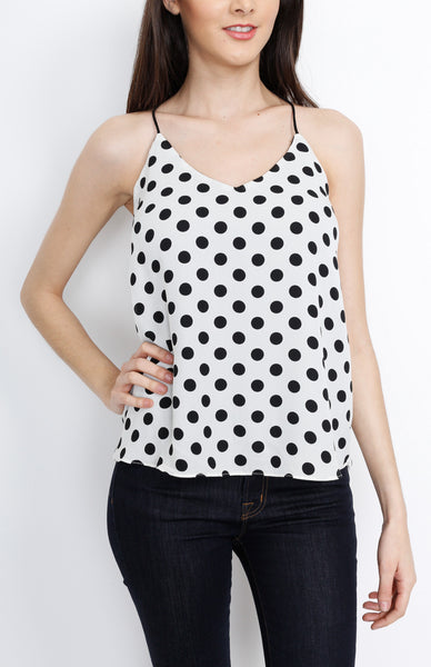 White Polka Dot Spaghetti Strap with Low Back Detail