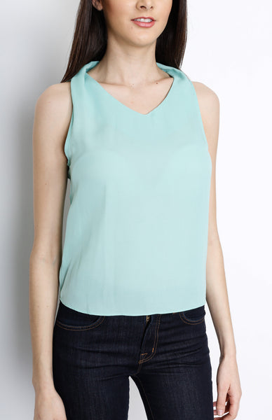 Jade Woven V Neck Top