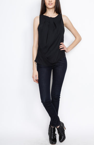 Black Pleated Full Layered Top