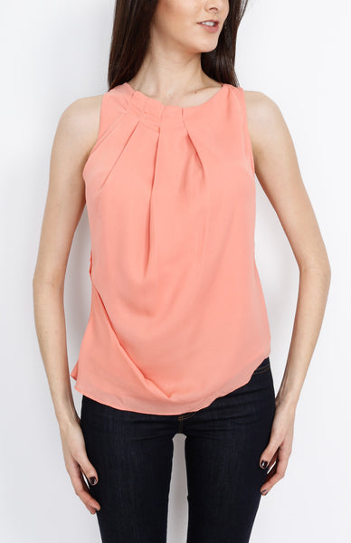 Coral Pleated Full Layered Top