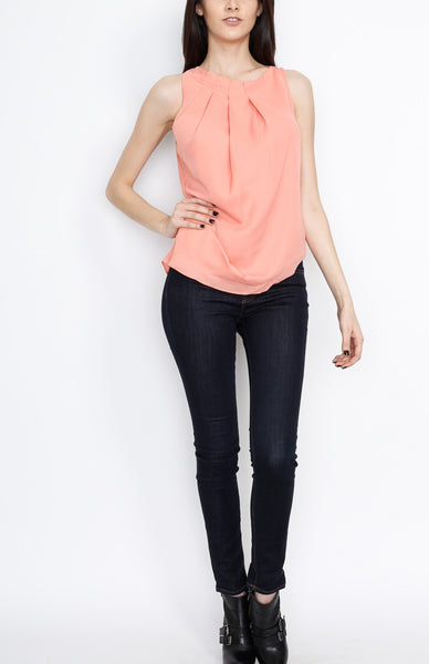 Coral Pleated Full Layered Top