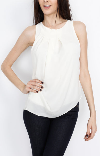 Cream Pleated Full Layered Top