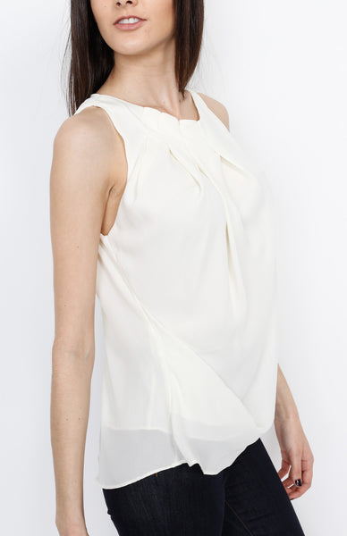 Cream Pleated Full Layered Top