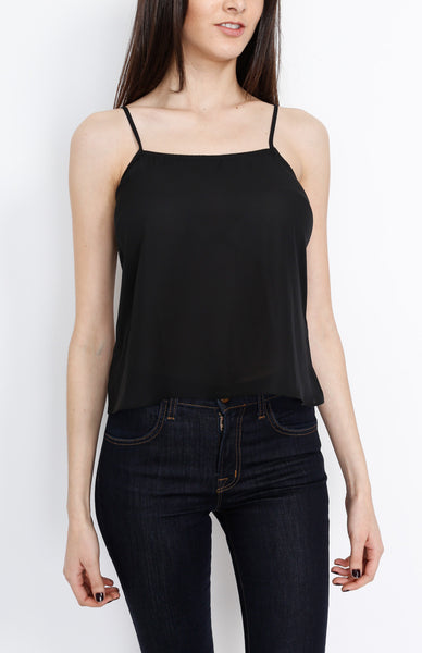 Black Spaghetti Cross Back Top