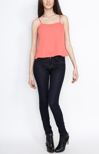 Coral Spaghetti Cross Back Top