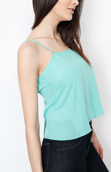 Mint Spaghetti Cross Back Top