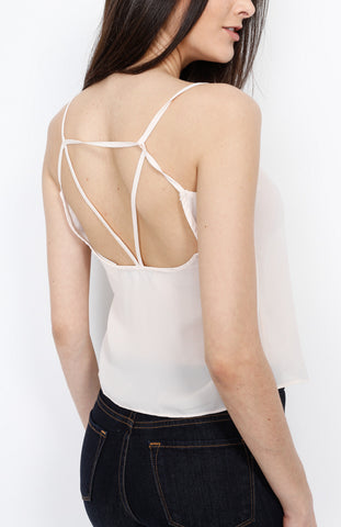 Taupe Spaghetti Cross Back Top