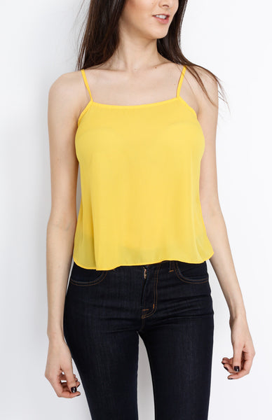 Yellow Spaghetti Cross Back Top