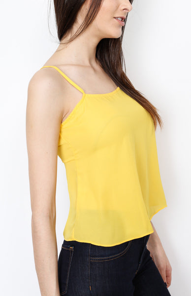 Yellow Spaghetti Cross Back Top