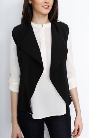 Black Open Vest with Cut Out Back