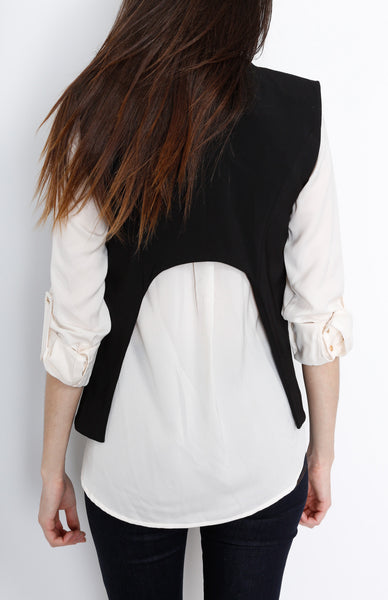 Black Open Vest with Cut Out Back