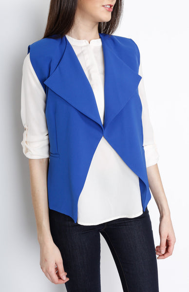 Blue Open Vest with Cut Out Back