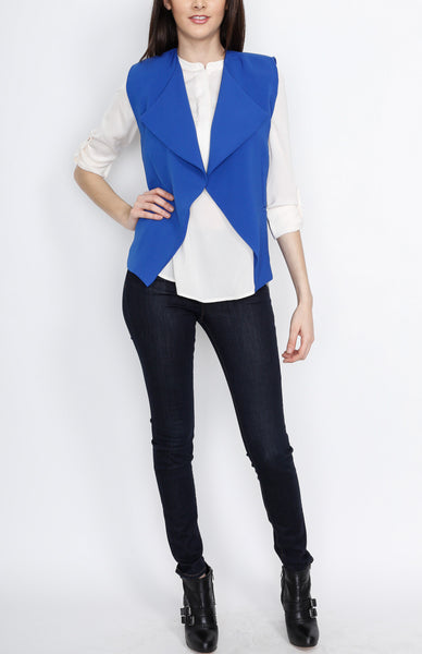 Blue Open Vest with Cut Out Back