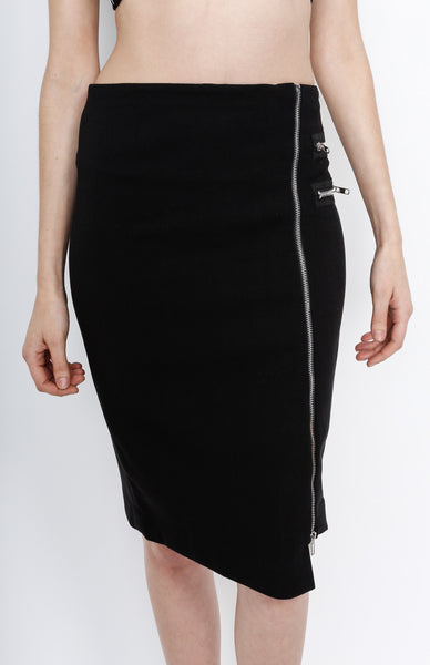 Black Skirt with Zipper Details