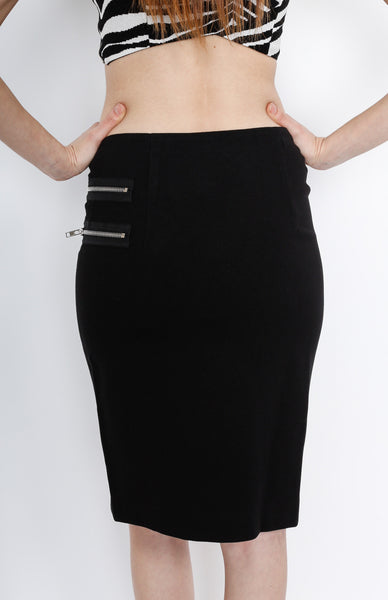 Black Skirt with Zipper Details