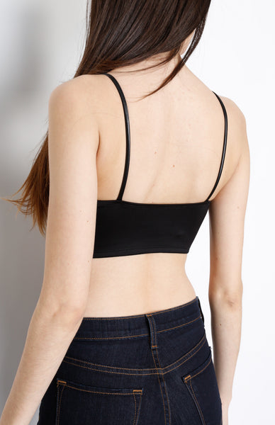 Black PU Crop Top