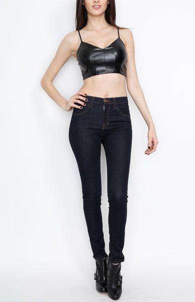 Black PU Crop Top