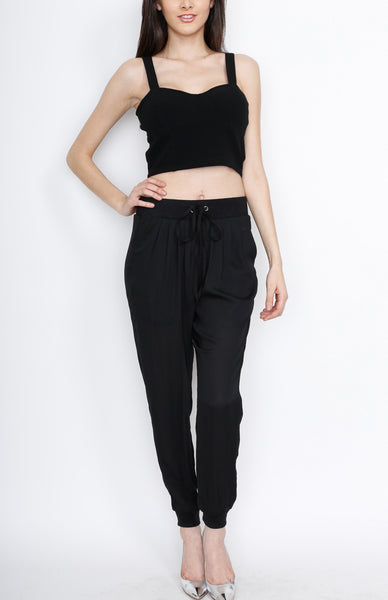 Black Crop Top with Back Button Down Detail