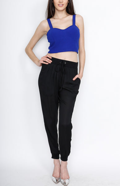 Blue Crop Top with Back Button Down Detail