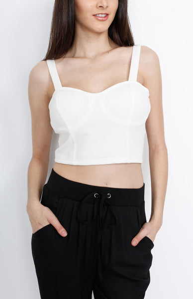 Ivory Crop Top with Back Button Down Detail