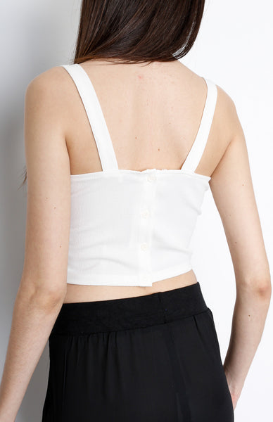 Ivory Crop Top with Back Button Down Detail