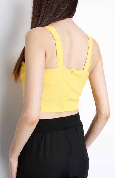 Yellow Crop Top with Back Button Down Detail