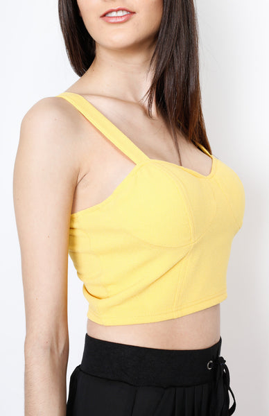 Yellow Crop Top with Back Button Down Detail