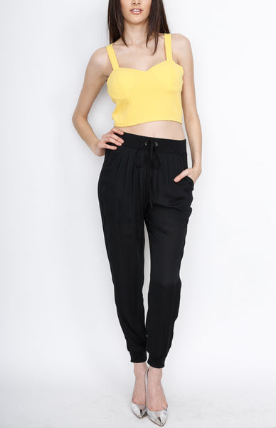 Yellow Crop Top with Back Button Down Detail