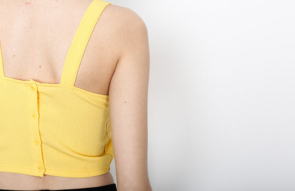 Yellow Crop Top with Back Button Down Detail