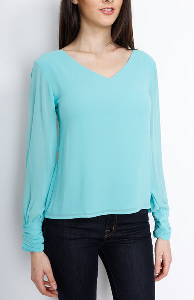 Mint Slit Long Sleeve with Cross Back Detail