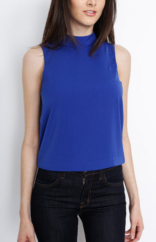 Blue Mock Turtleneck Top