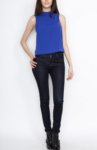 Blue Mock Turtleneck Top