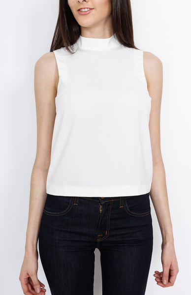 White Mock Turtleneck Top