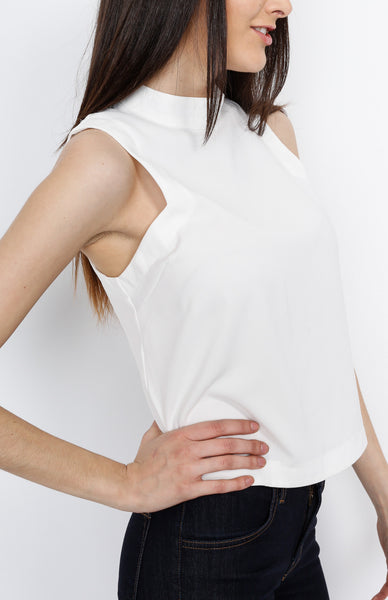 White Mock Turtleneck Top