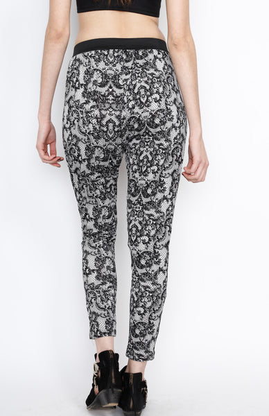 Black Lace Print Pants